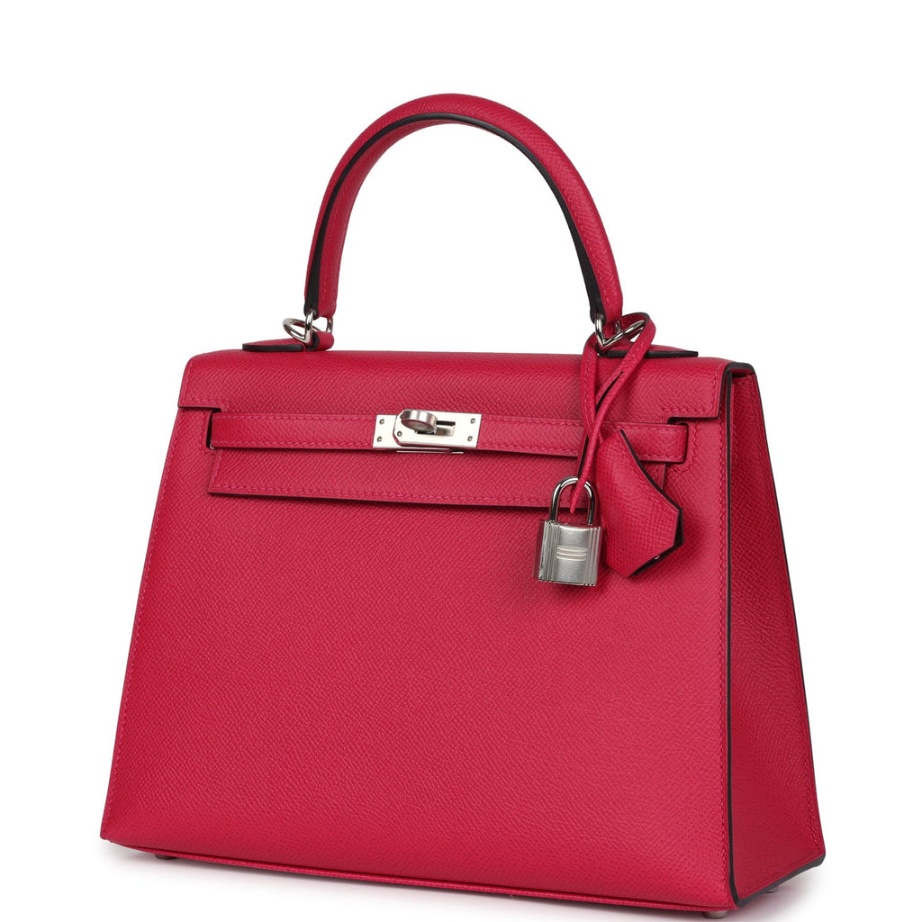 Kelly Sellier 25 Framboise Verso Epsom Palladium Hardware Bag
