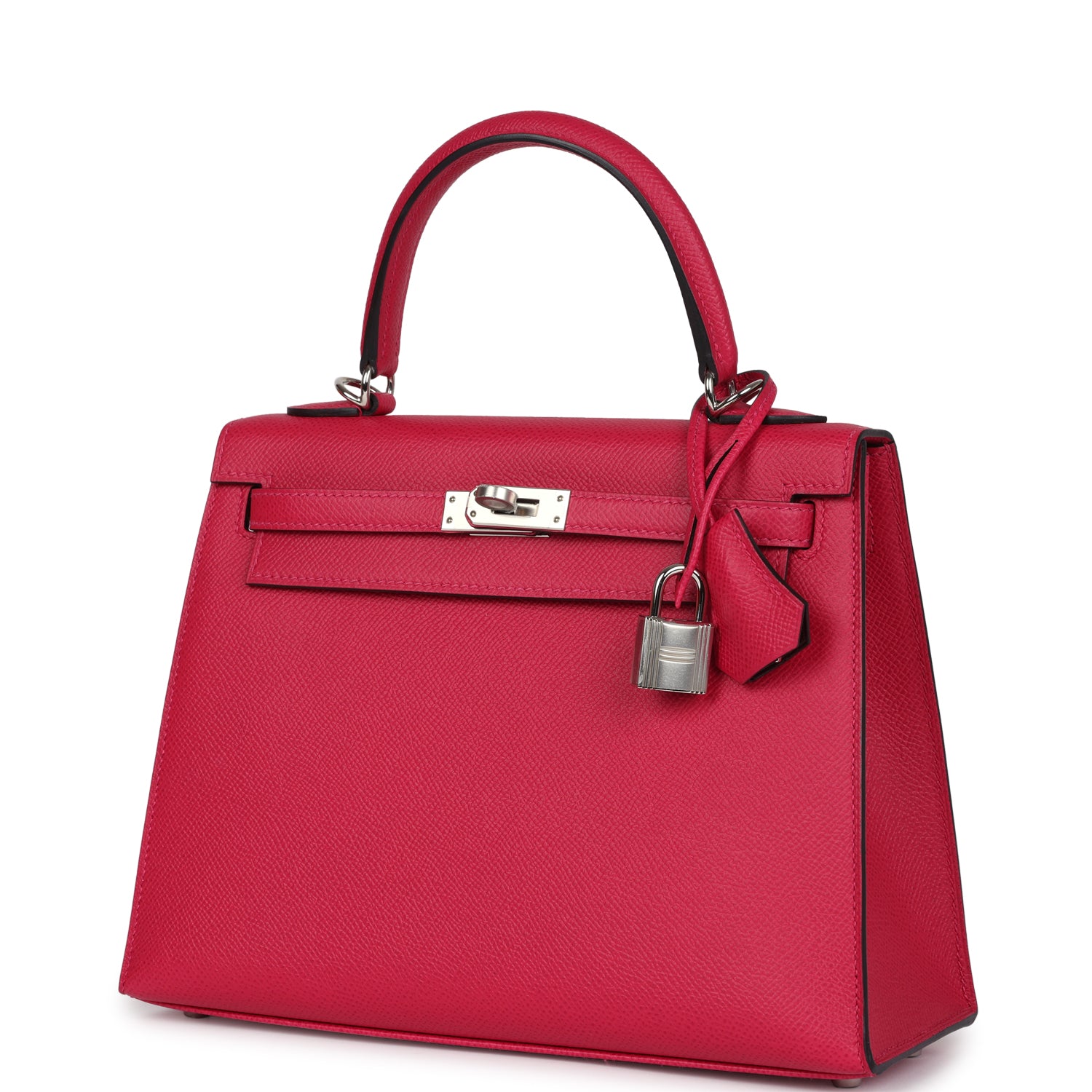 Kelly Sellier 25 Framboise Verso Epsom Palladium Hardware Bag