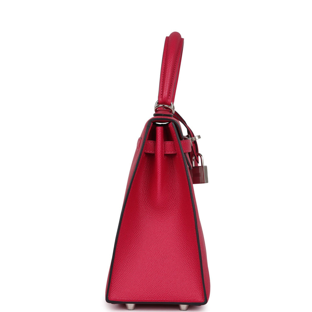 Kelly Sellier 25 Framboise Verso Epsom Palladium Hardware Bag