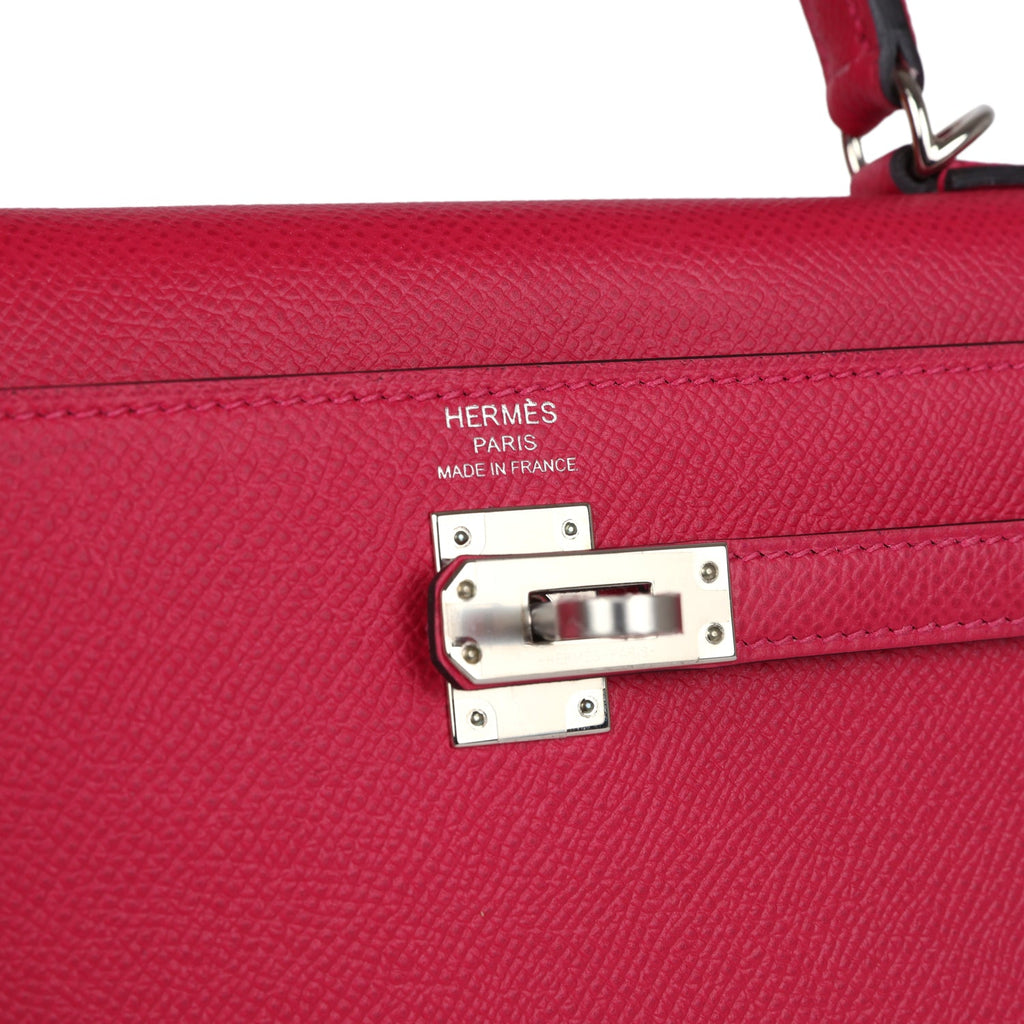 Kelly Sellier 25 Framboise Verso Epsom Palladium Hardware Bag