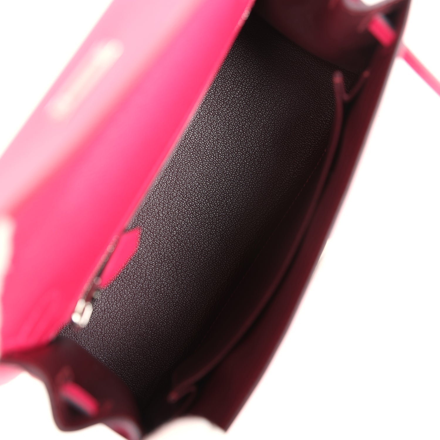 Kelly Sellier 25 Framboise Verso Epsom Palladium Hardware Bag