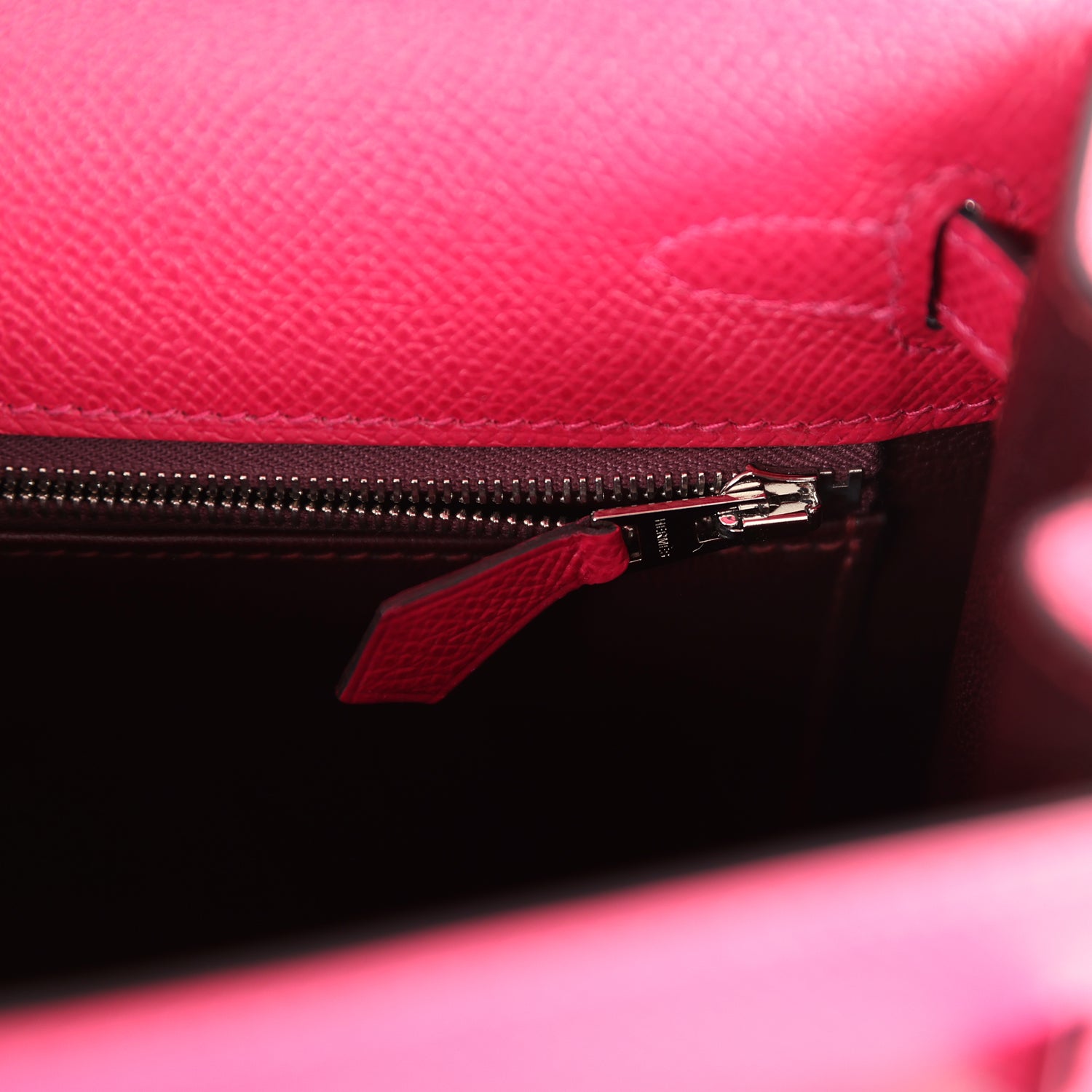 Kelly Sellier 25 Framboise Verso Epsom Palladium Hardware Bag
