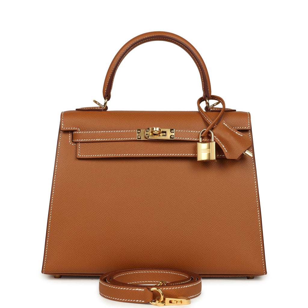 Kelly Sellier 25 Gold Epsom Gold Hardware Bag