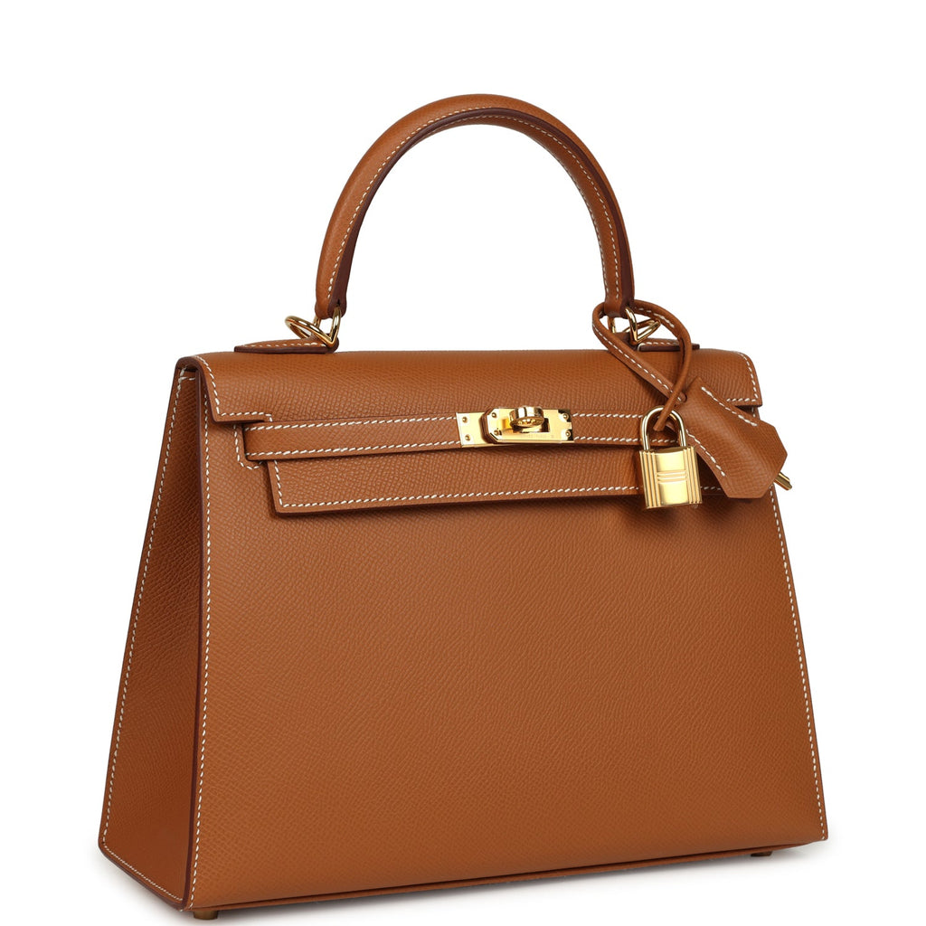 Kelly Sellier 25 Gold Epsom Gold Hardware Bag