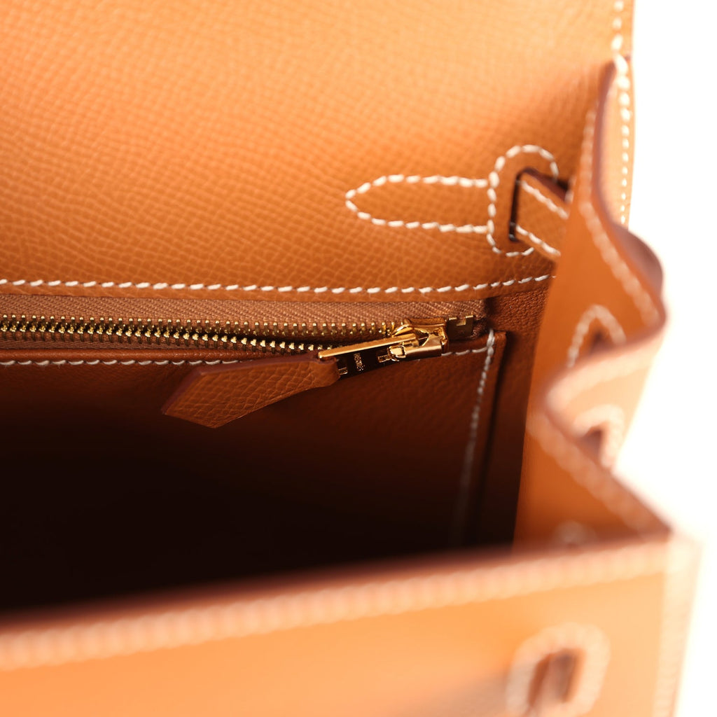 Kelly Sellier 25 Gold Epsom Gold Hardware Bag