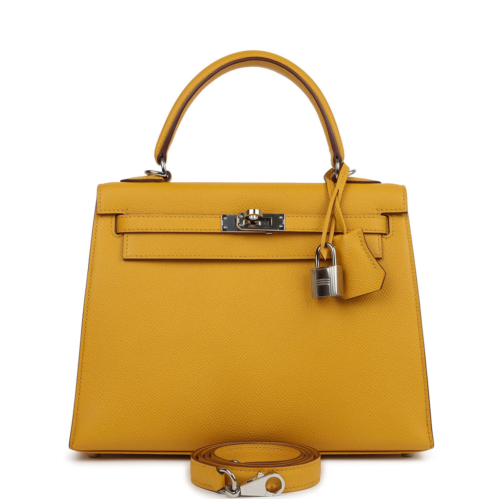Kelly Sellier 25 Jaune Ambre Epsom Gold Hardware Bag