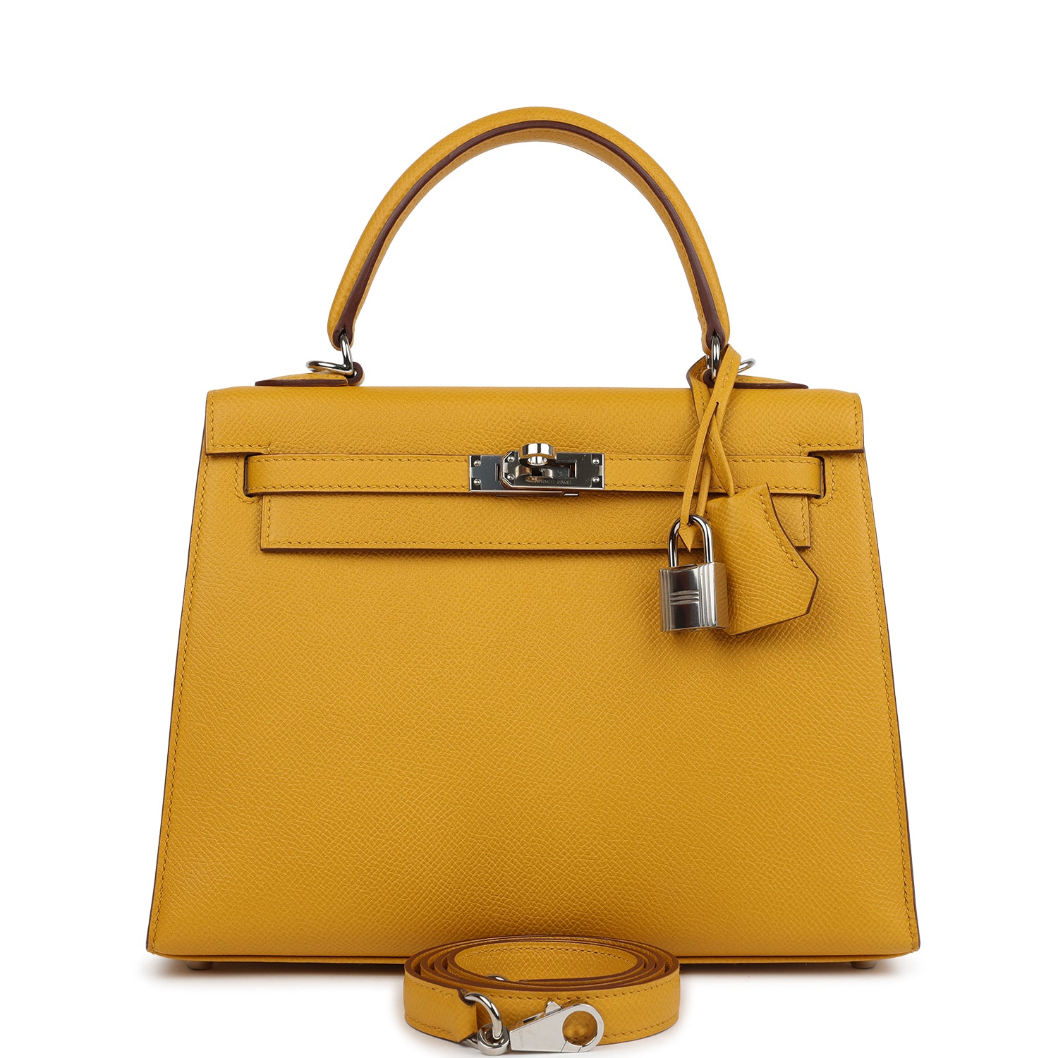 Kelly Sellier 25 Jaune Ambre Epsom Gold Hardware Bag