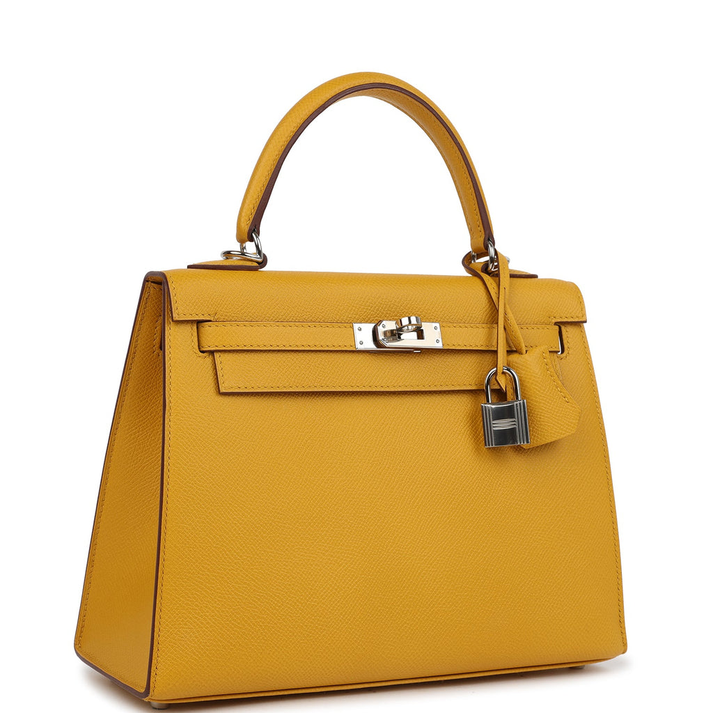 Kelly Sellier 25 Jaune Ambre Epsom Gold Hardware Bag