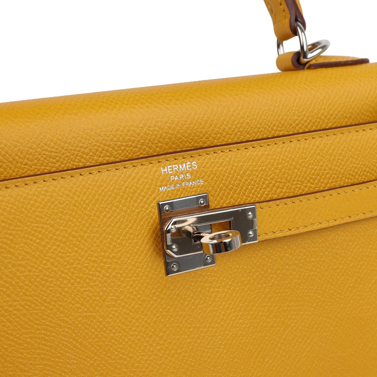 Kelly Sellier 25 Jaune Ambre Epsom Gold Hardware Bag