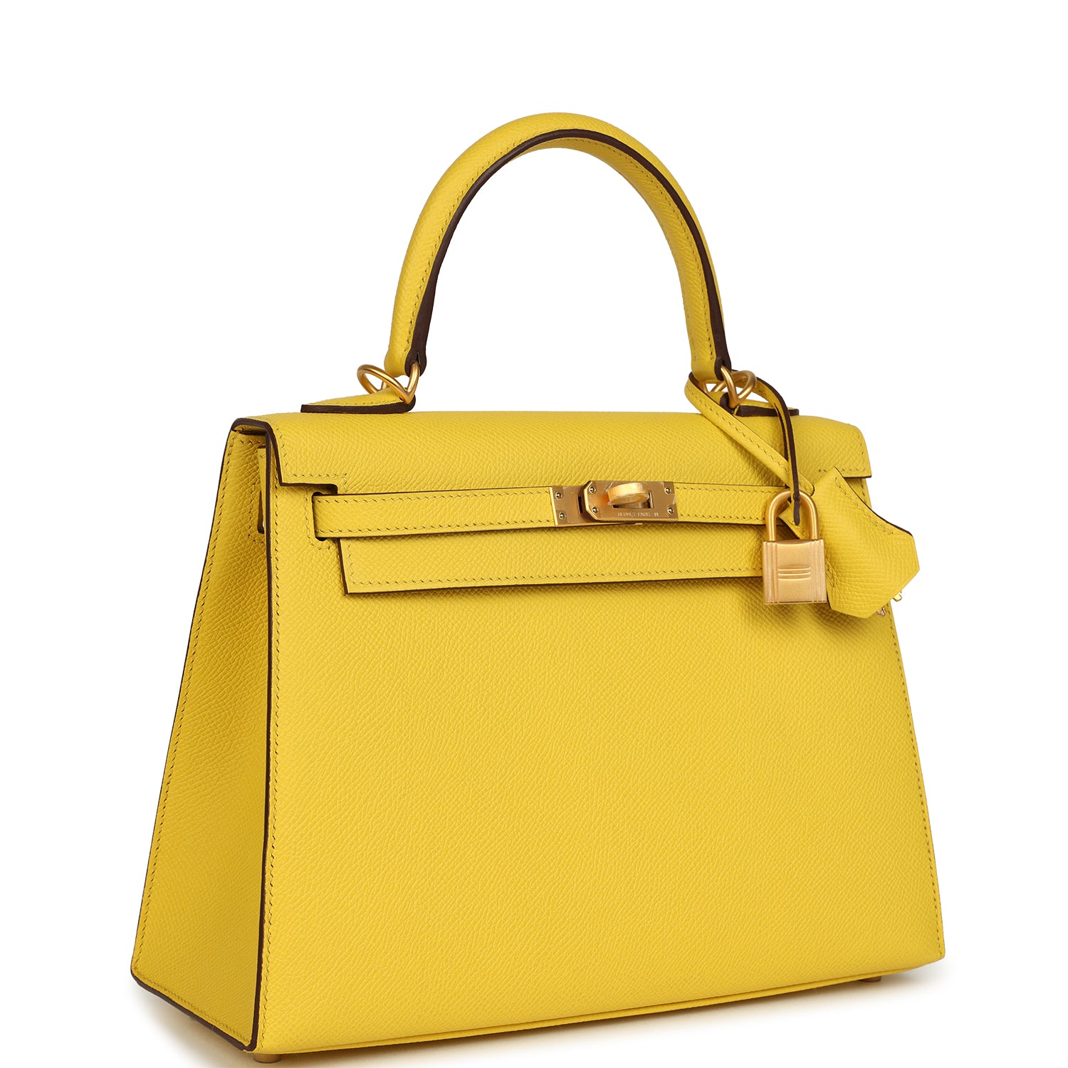 Kelly Sellier 25 Jaune De Naples Verso Epsom Brushed Gold Hardware Bag