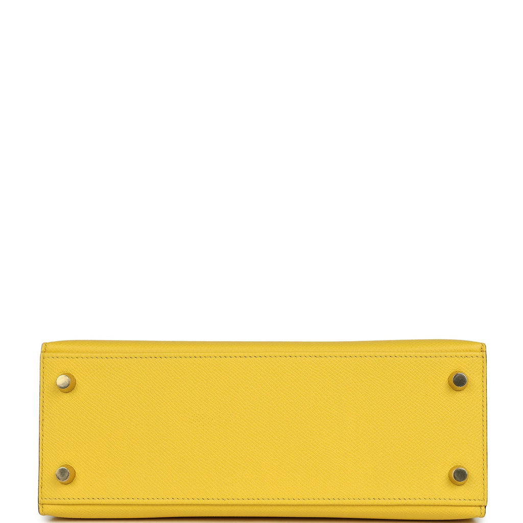 Kelly Sellier 25 Jaune De Naples Verso Epsom Brushed Gold Hardware Bag