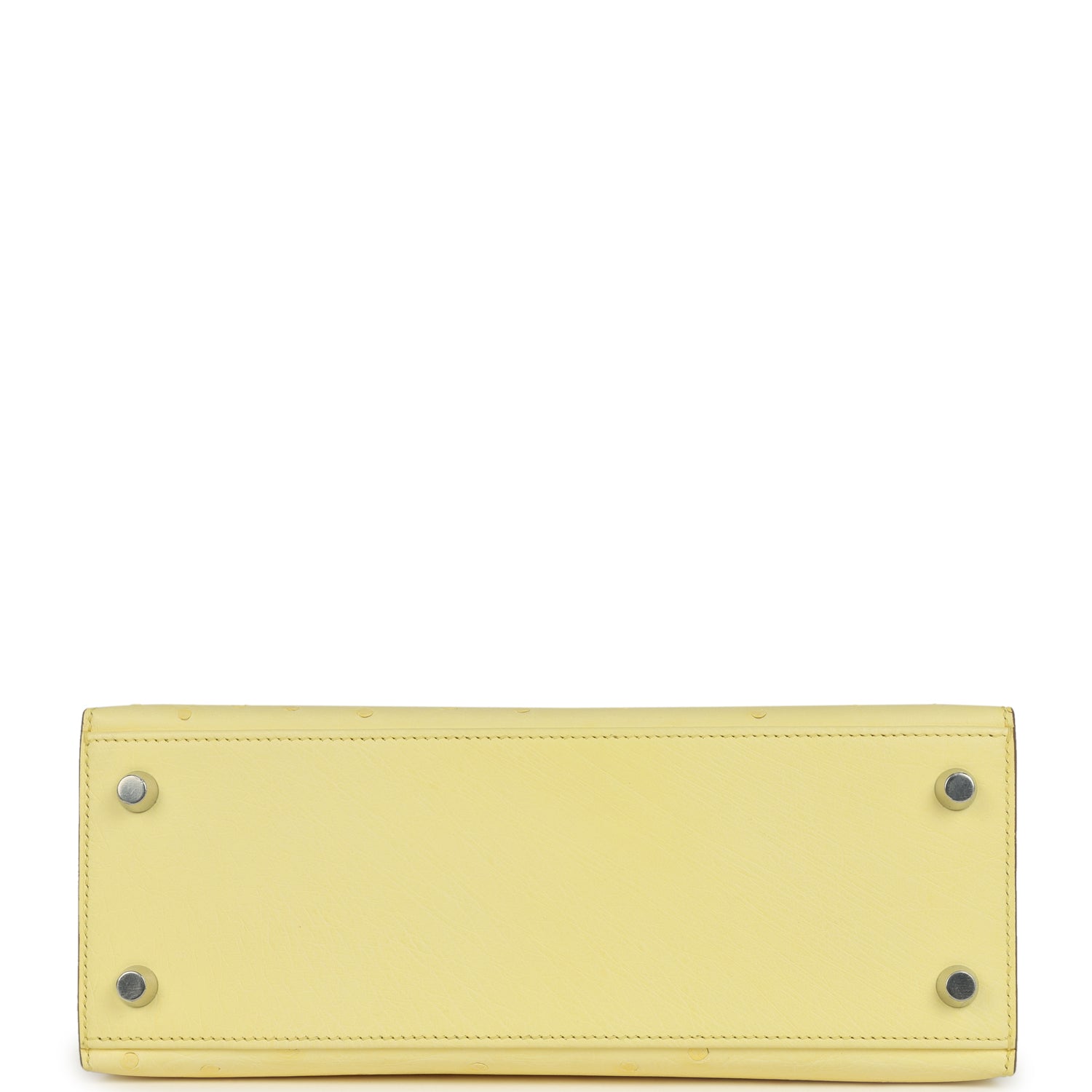 Kelly Sellier 25 Limoncello Ostrich Palladium Hardware Bag