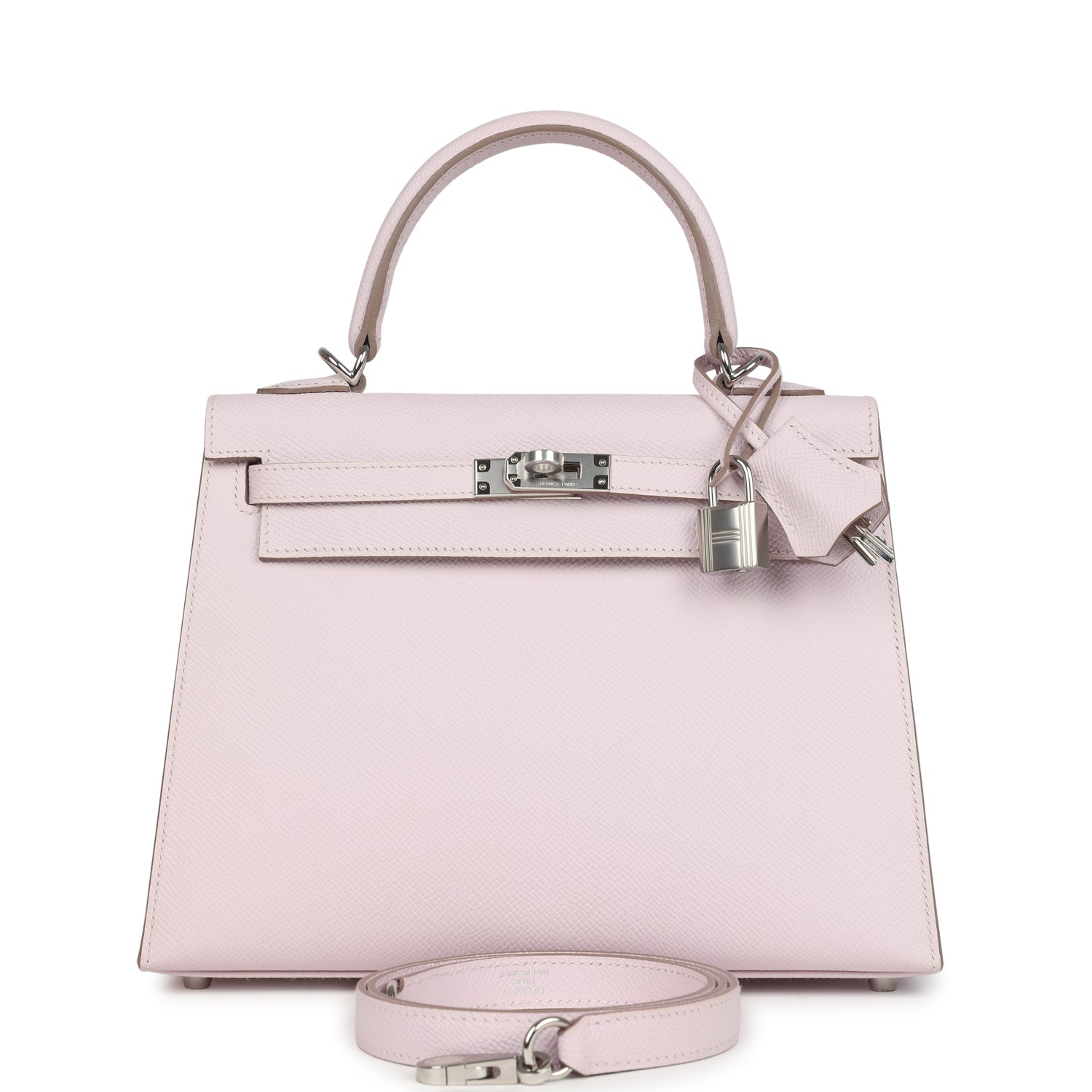 Kelly Sellier 25 Mauve Pale Epsom Palladium Hardware Bag