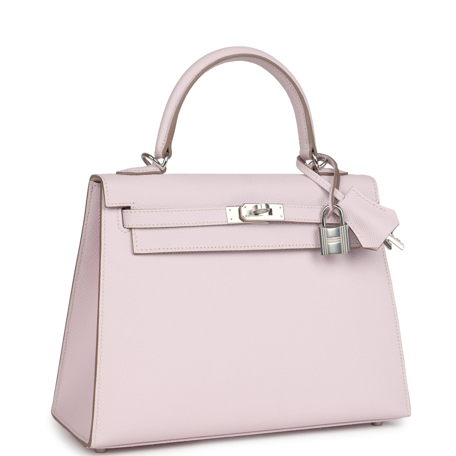 Kelly Sellier 25 Mauve Pale Epsom Palladium Hardware Bag