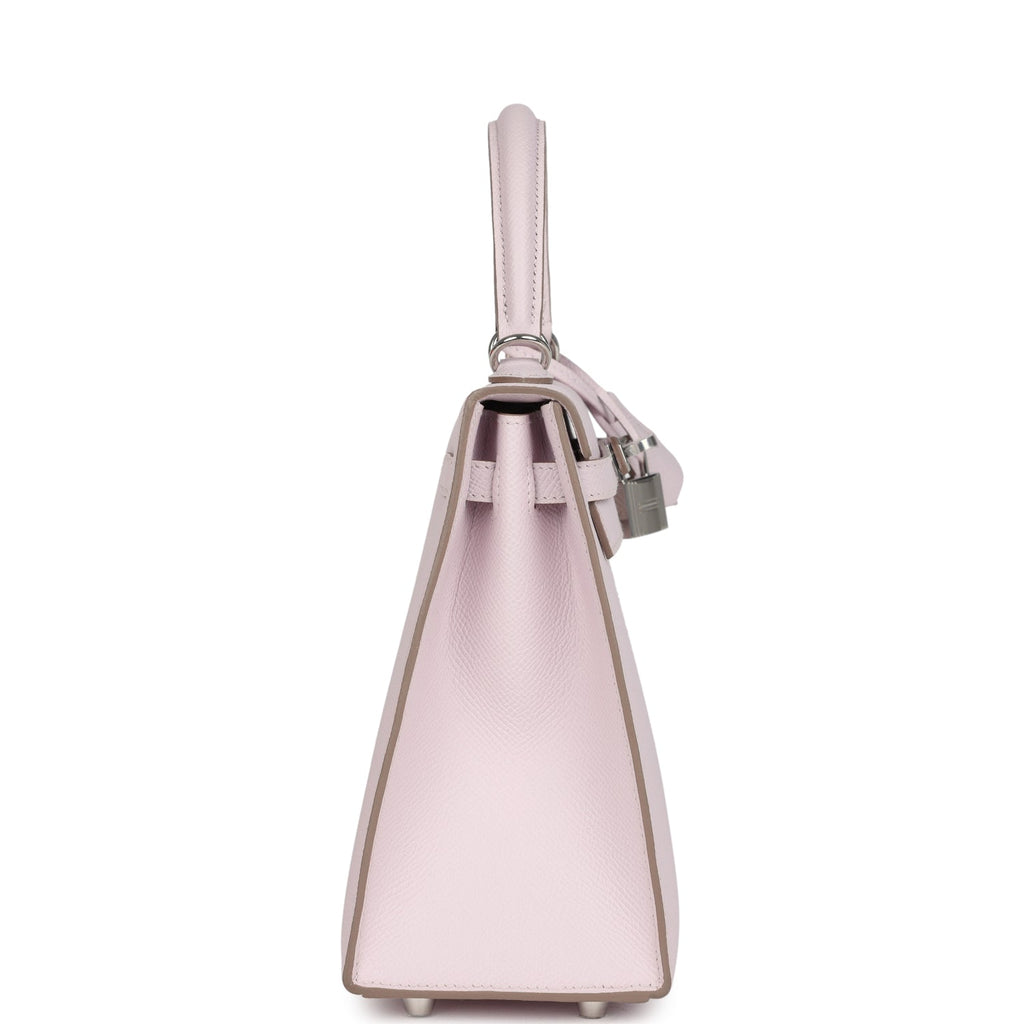Kelly Sellier 25 Mauve Pale Epsom Palladium Hardware Bag