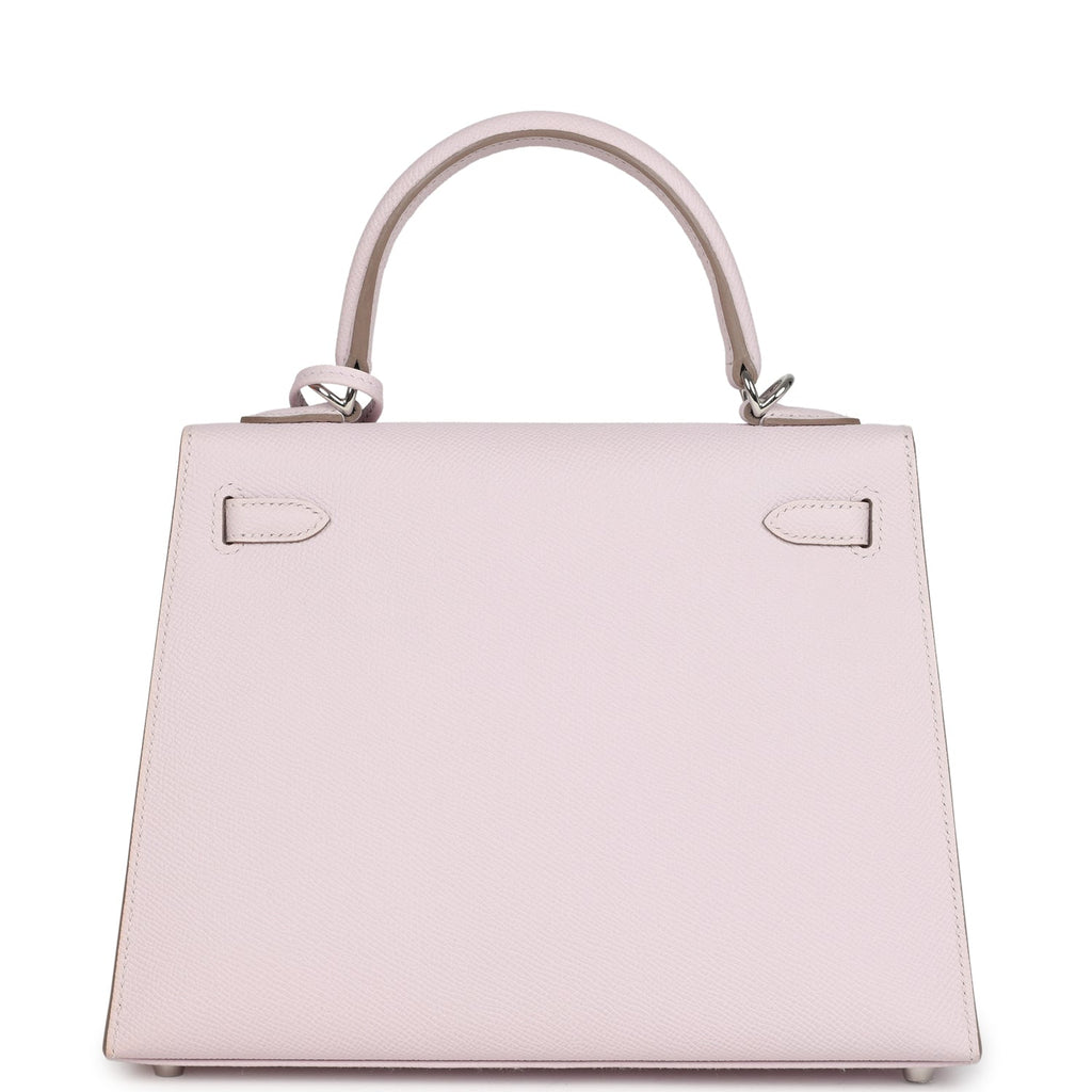 Kelly Sellier 25 Mauve Pale Epsom Palladium Hardware Bag