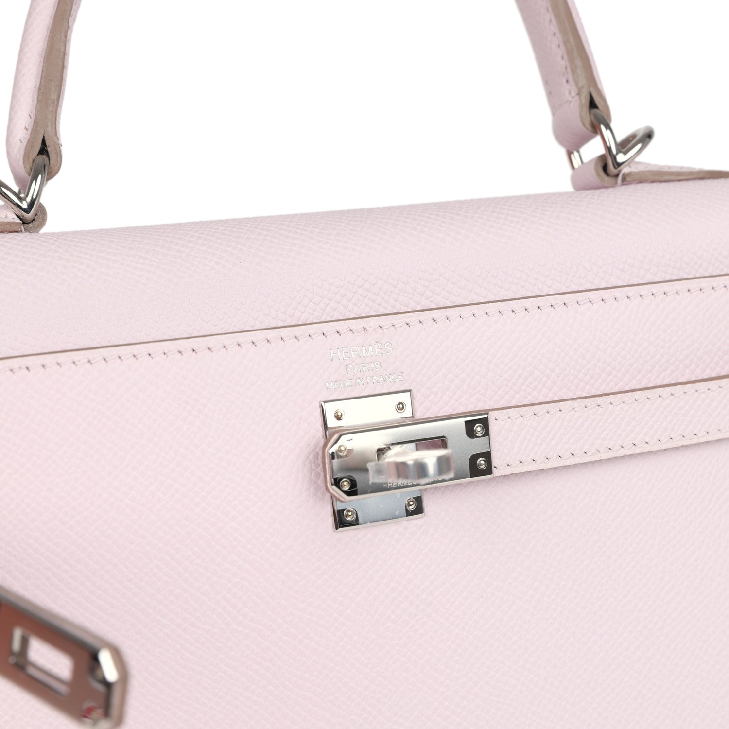 Kelly Sellier 25 Mauve Pale Epsom Palladium Hardware Bag