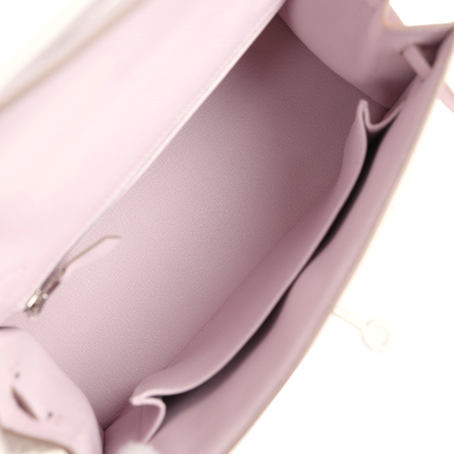 Kelly Sellier 25 Mauve Pale Epsom Palladium Hardware Bag