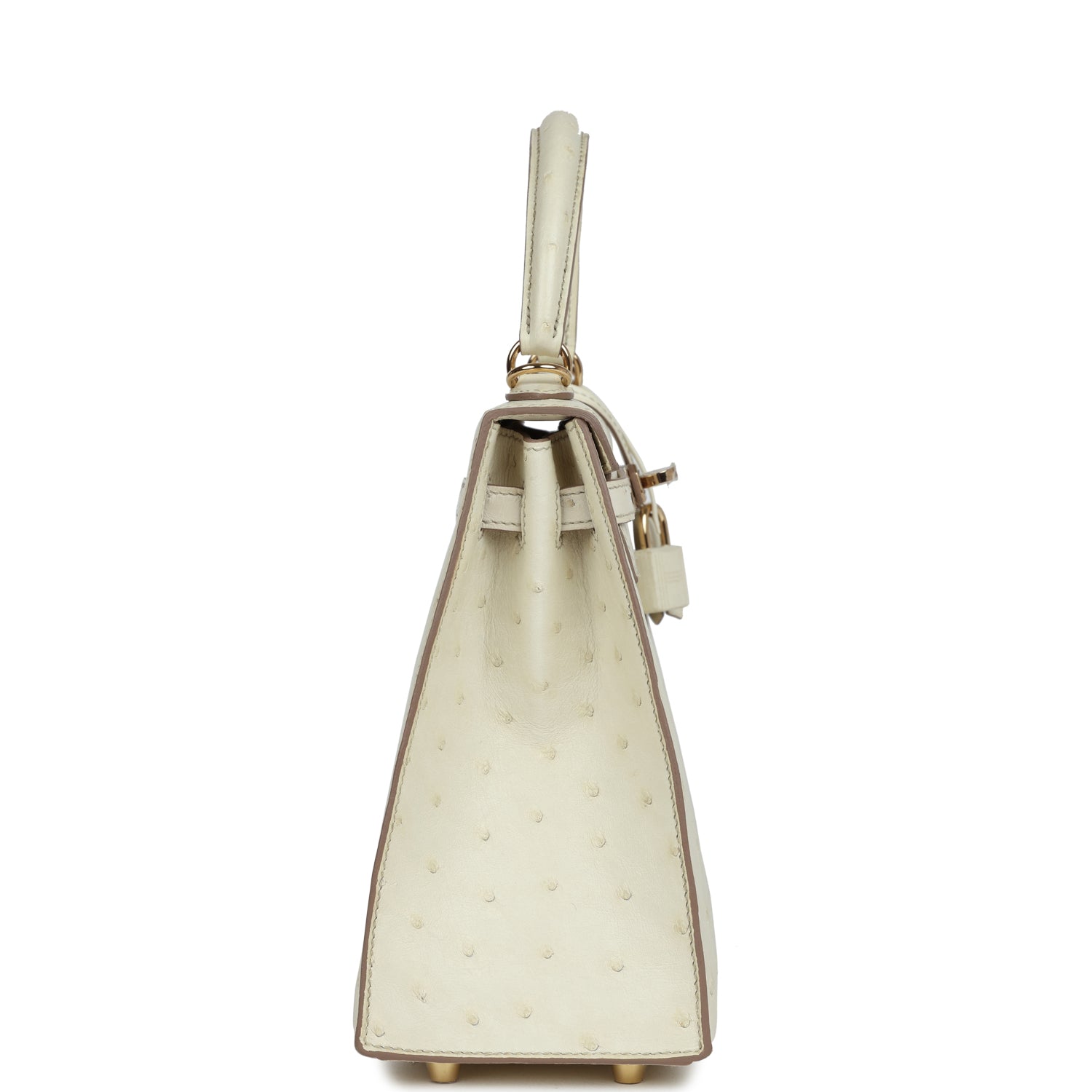 Kelly Sellier 25 Nata Verso Ostrich Permabrass Hardware Bag