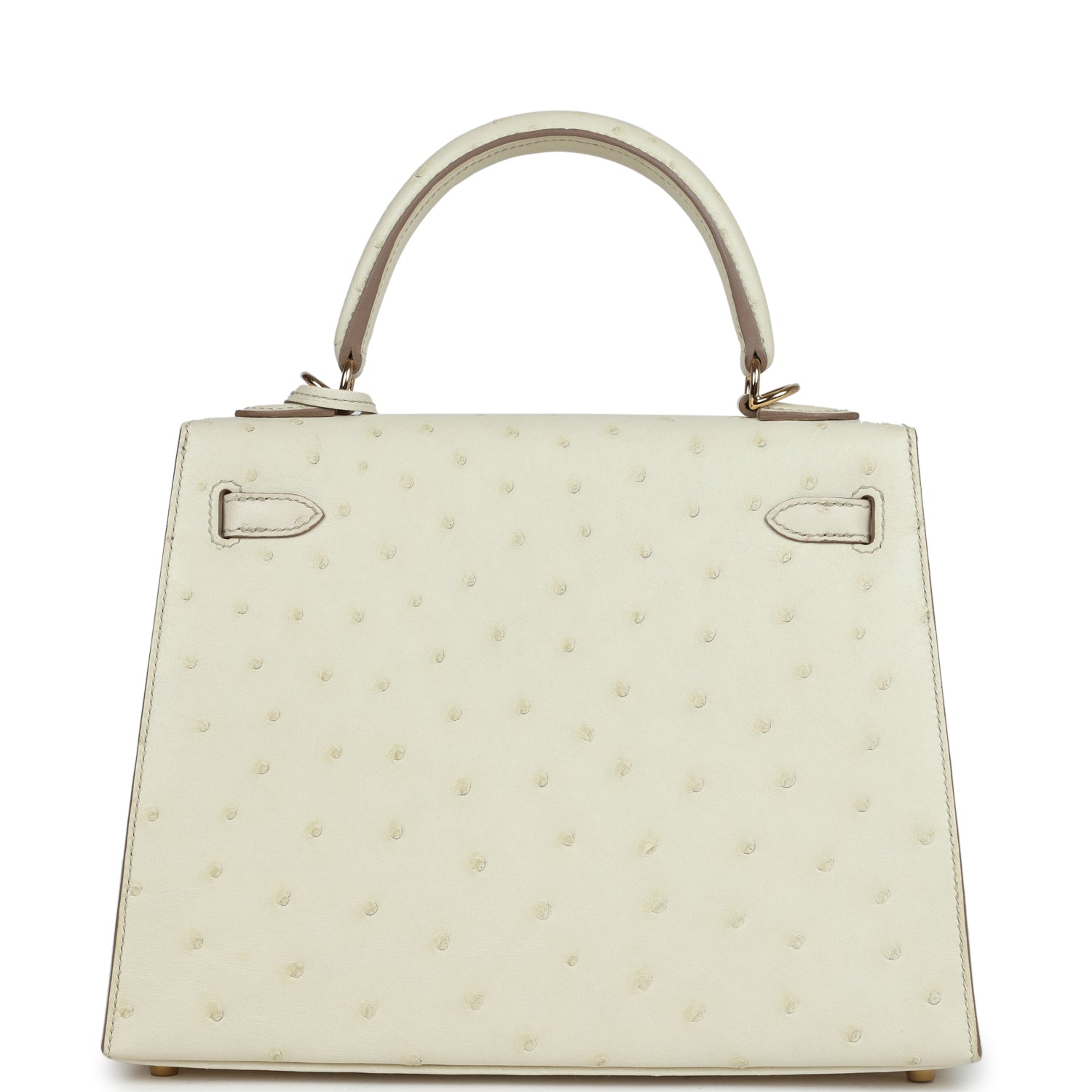Kelly Sellier 25 Nata Verso Ostrich Permabrass Hardware Bag