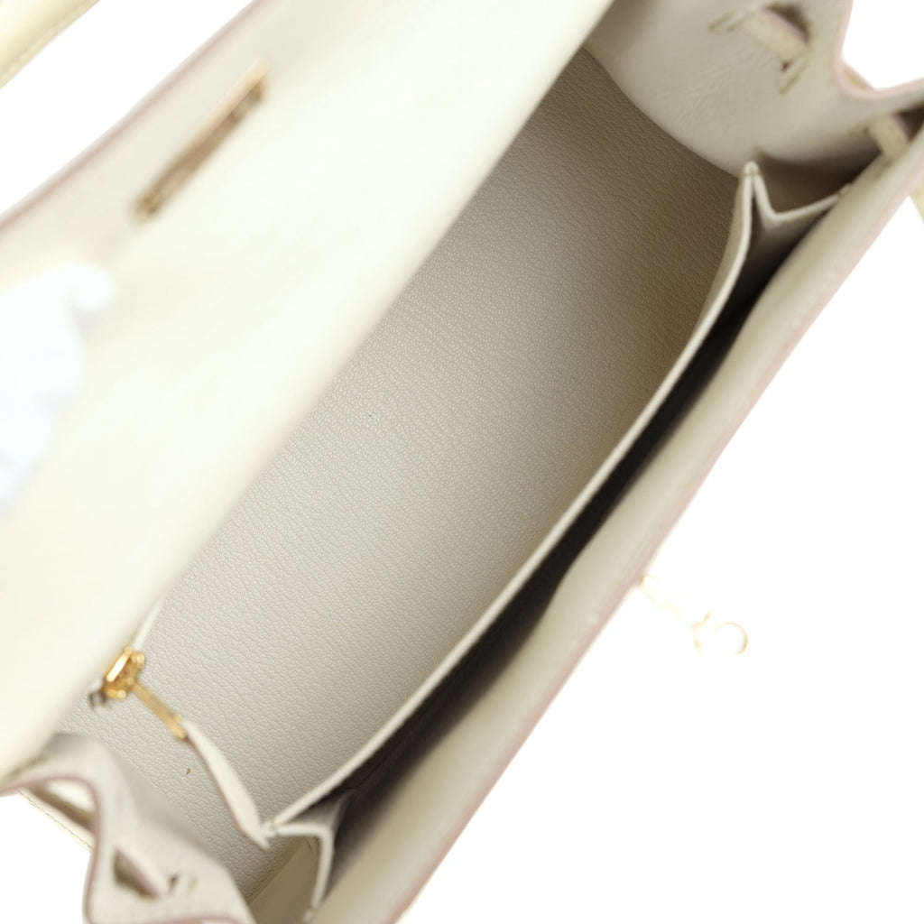 Kelly Sellier 25 Nata Verso Ostrich Permabrass Hardware Bag