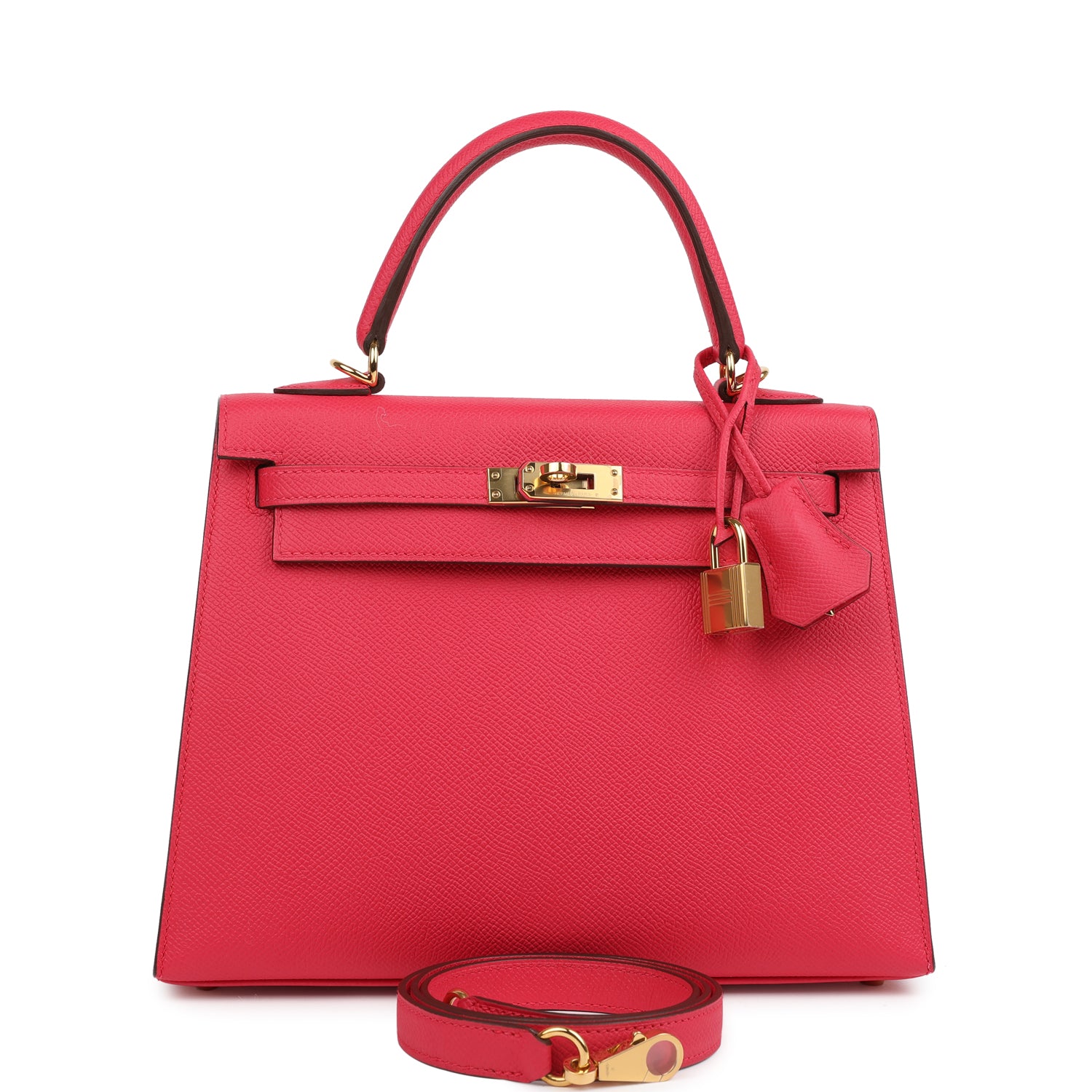 Kelly Sellier 25 Rose Extreme Epsom Gold Hardware Bag