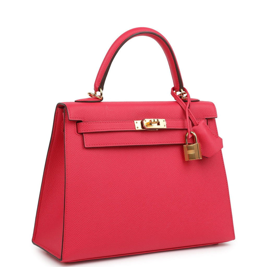 Kelly Sellier 25 Rose Extreme Epsom Gold Hardware Bag