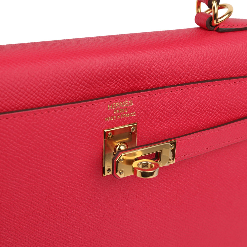 Kelly Sellier 25 Rose Extreme Epsom Gold Hardware Bag