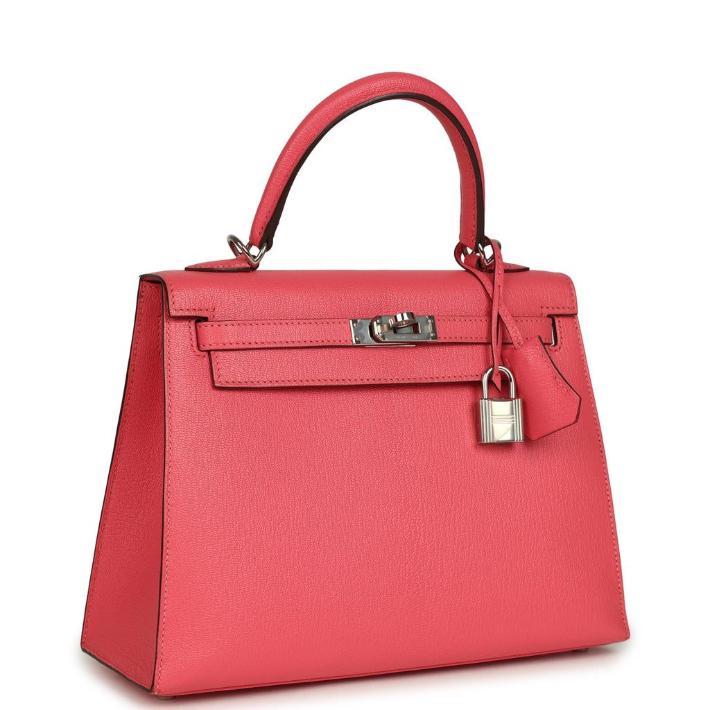 Kelly Sellier 25 Rose Lipstick Chevre Mysore Palladium Hardware Bag