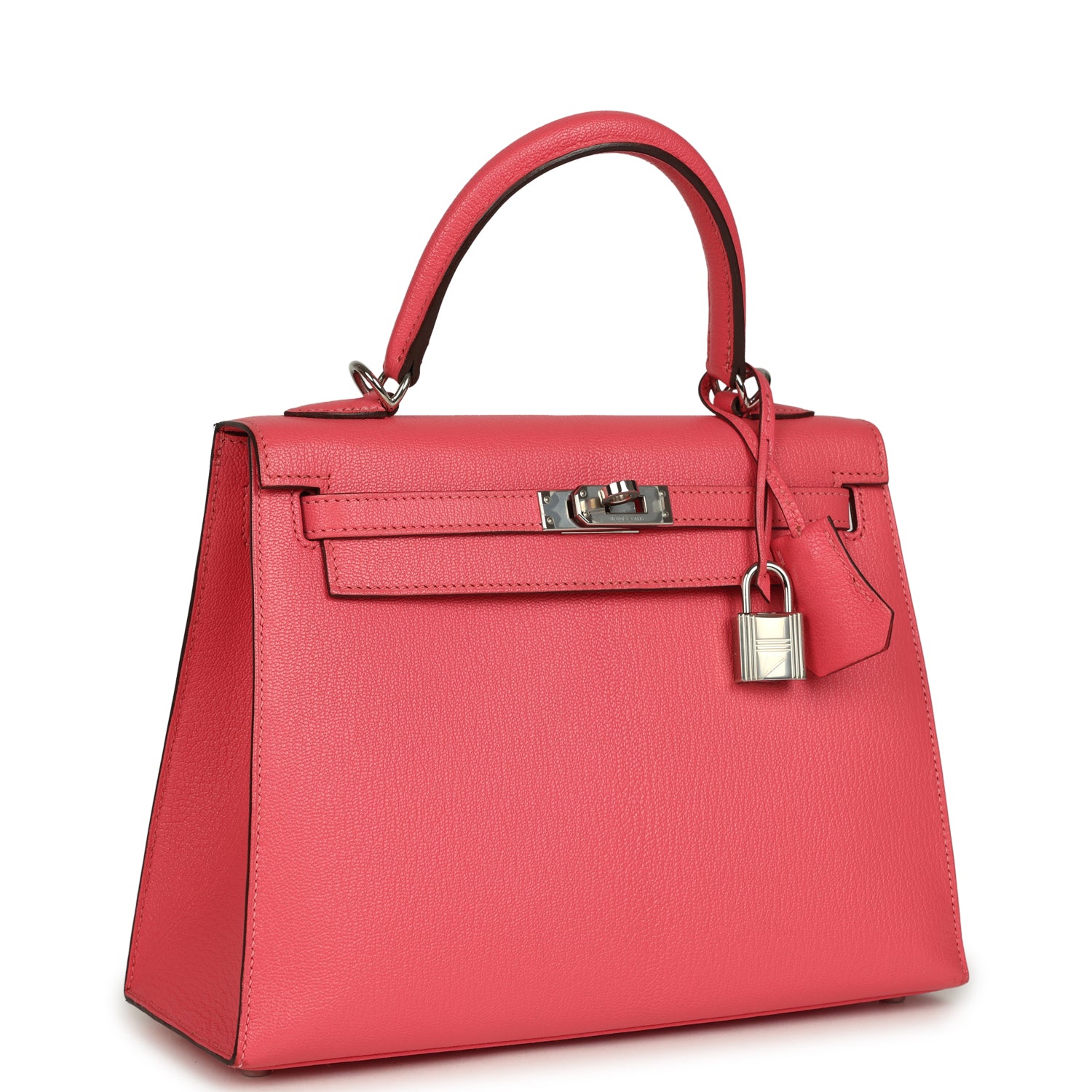 Kelly Sellier 25 Rose Lipstick Chevre Mysore Palladium Hardware Bag