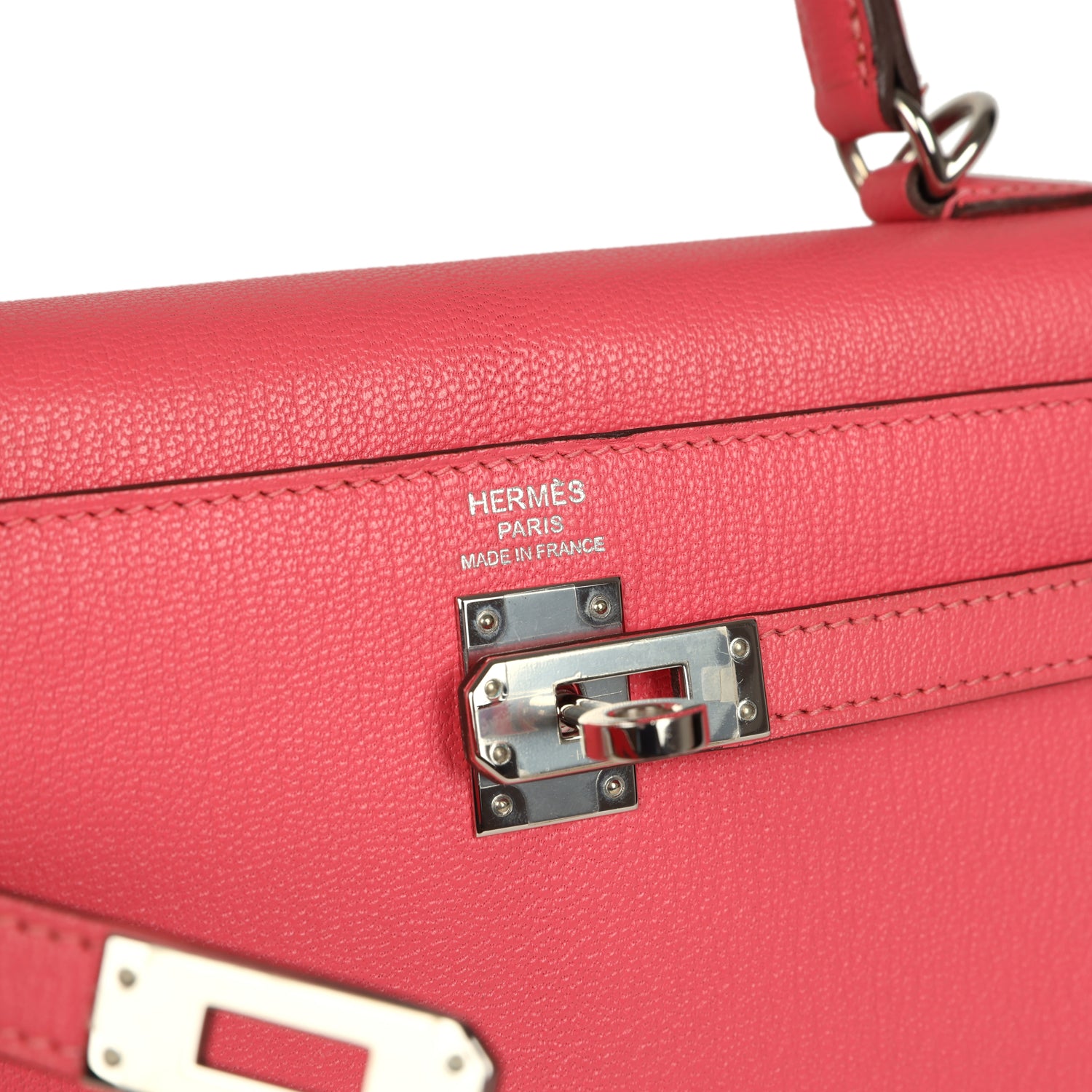 Kelly Sellier 25 Rose Lipstick Chevre Mysore Palladium Hardware Bag