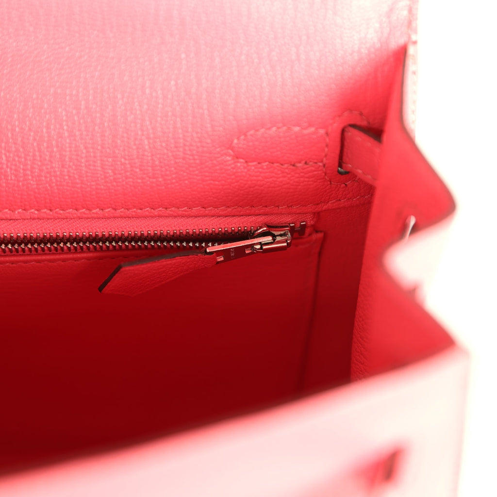 Kelly Sellier 25 Rose Lipstick Chevre Mysore Palladium Hardware Bag