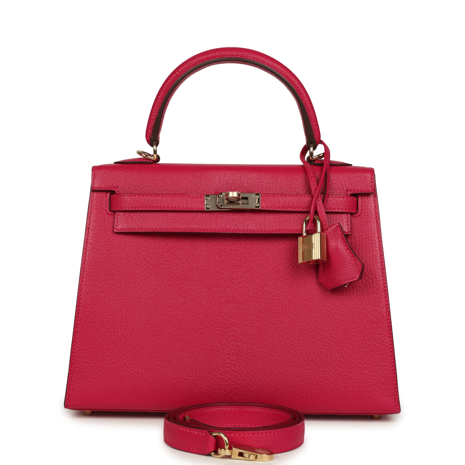 Kelly Sellier 25 Rose Mexico Verso Chevre Mysore Permabrass Hardware Bag
