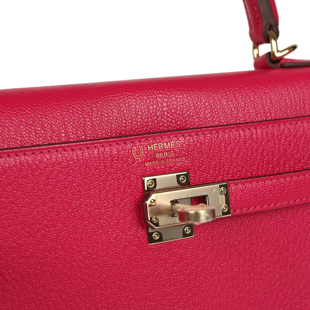 Kelly Sellier 25 Rose Mexico Verso Chevre Mysore Permabrass Hardware Bag