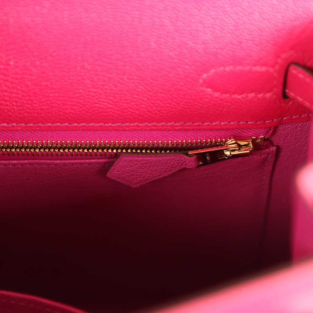 Kelly Sellier 25 Rose Mexico Verso Chevre Mysore Permabrass Hardware Bag