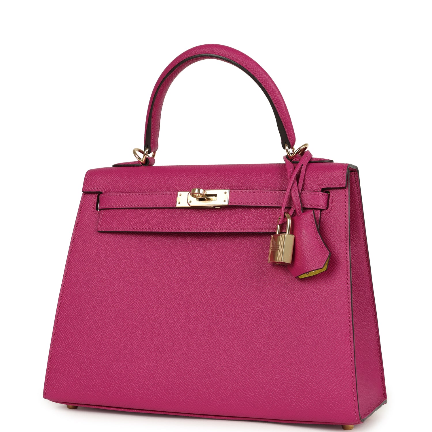 Kelly Sellier 25 Rose Pourpre Verso Epsom Permabrass Hardware Bag