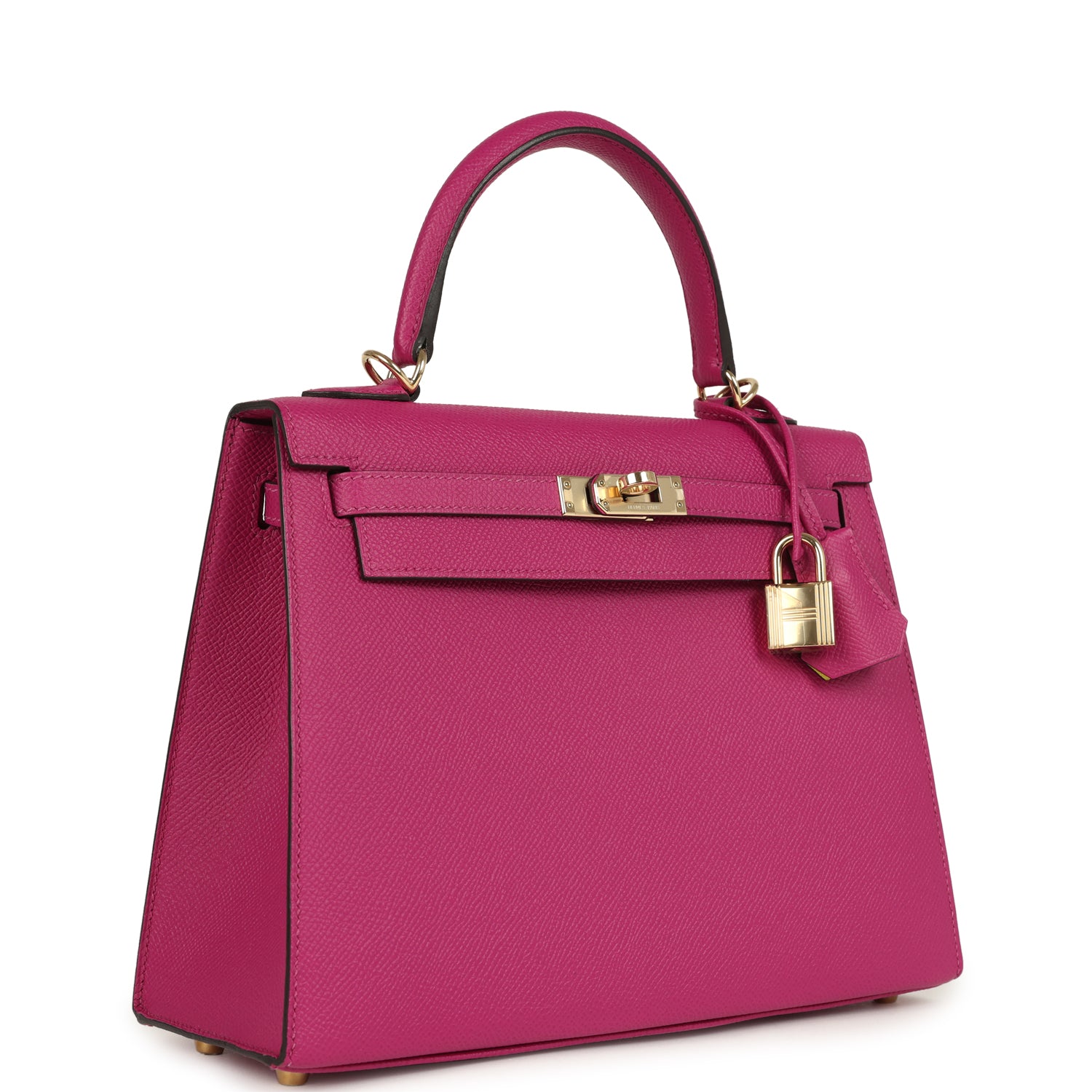 Kelly Sellier 25 Rose Pourpre Verso Epsom Permabrass Hardware Bag