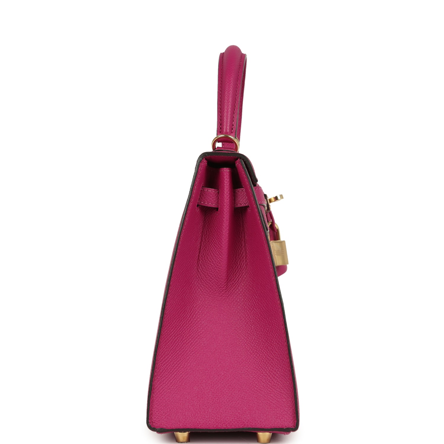 Kelly Sellier 25 Rose Pourpre Verso Epsom Permabrass Hardware Bag