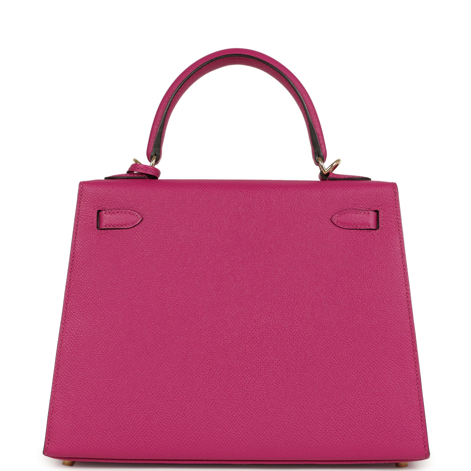Kelly Sellier 25 Rose Pourpre Verso Epsom Permabrass Hardware Bag