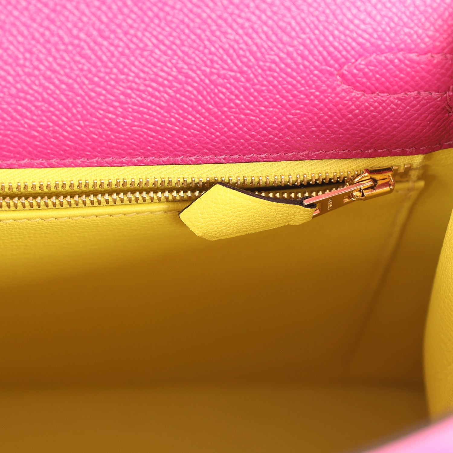 Kelly Sellier 25 Rose Pourpre Verso Epsom Permabrass Hardware Bag