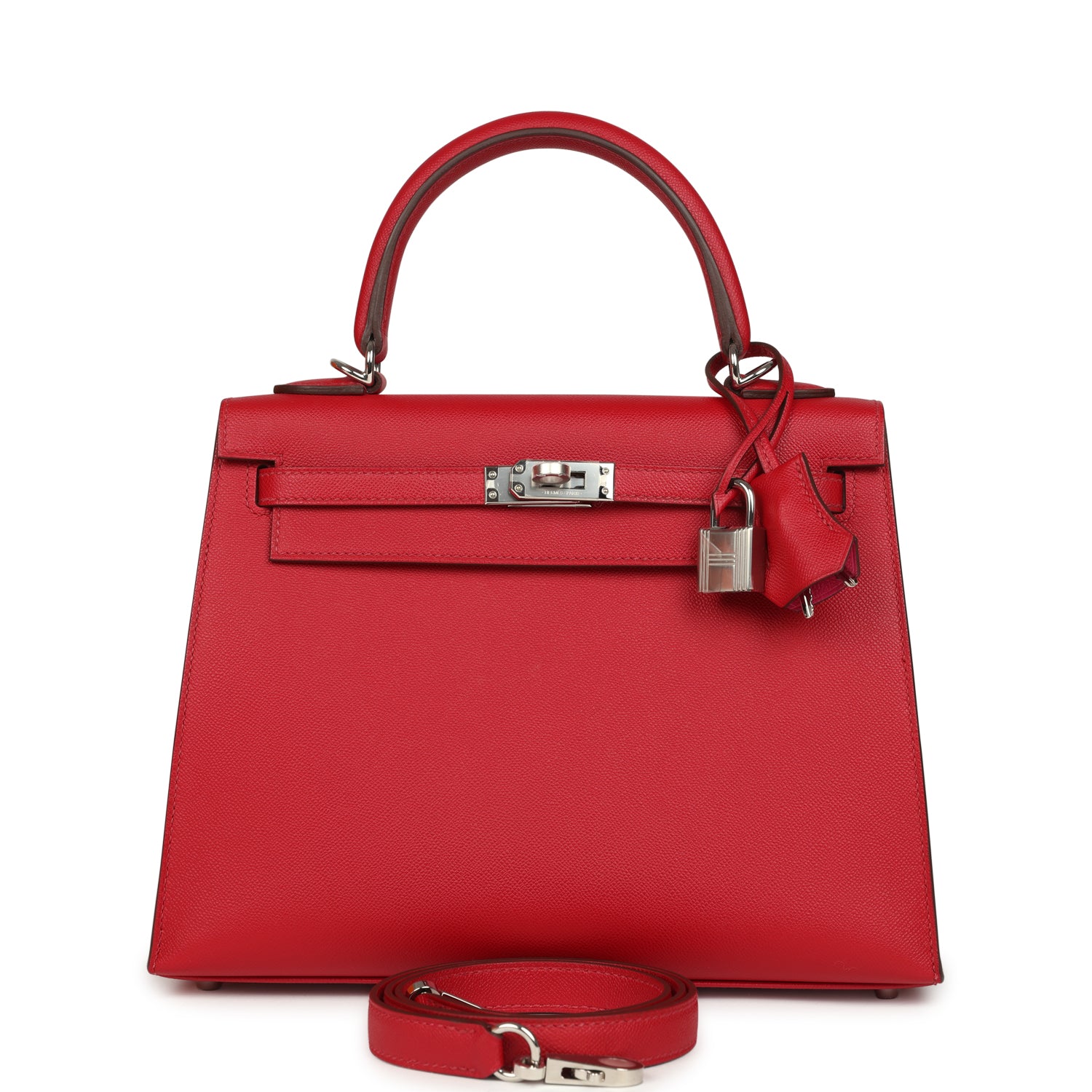 Kelly Sellier 25 Rouge Piment Verso Madame Palladium Hardware Bag