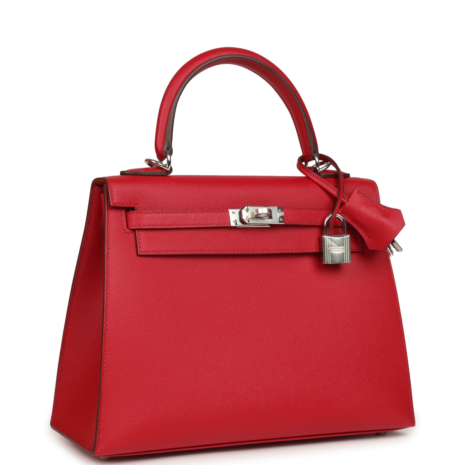 Kelly Sellier 25 Rouge Piment Verso Madame Palladium Hardware Bag