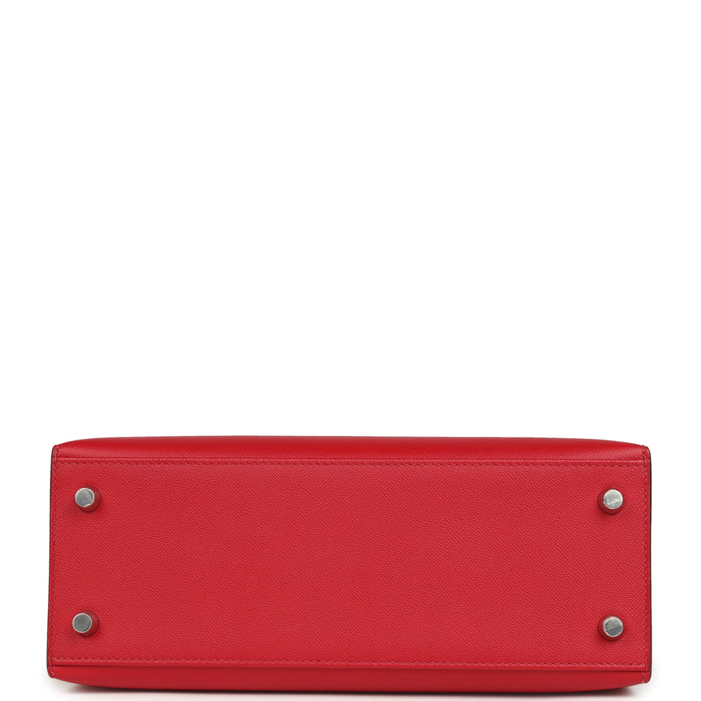 Kelly Sellier 25 Rouge Piment Verso Madame Palladium Hardware Bag