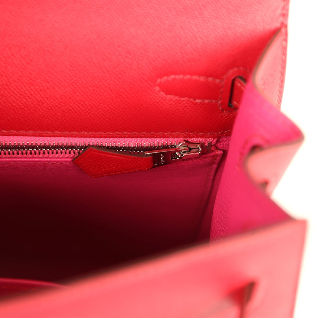Kelly Sellier 25 Rouge Piment Verso Madame Palladium Hardware Bag