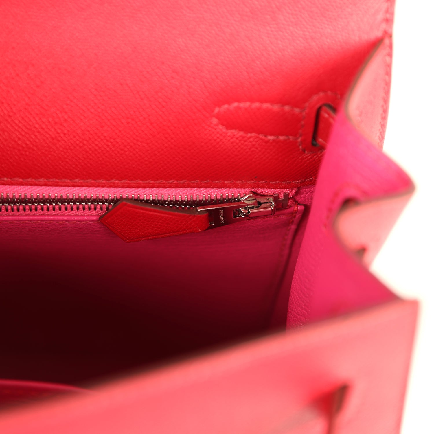Kelly Sellier 25 Rouge Piment Verso Madame Palladium Hardware Bag
