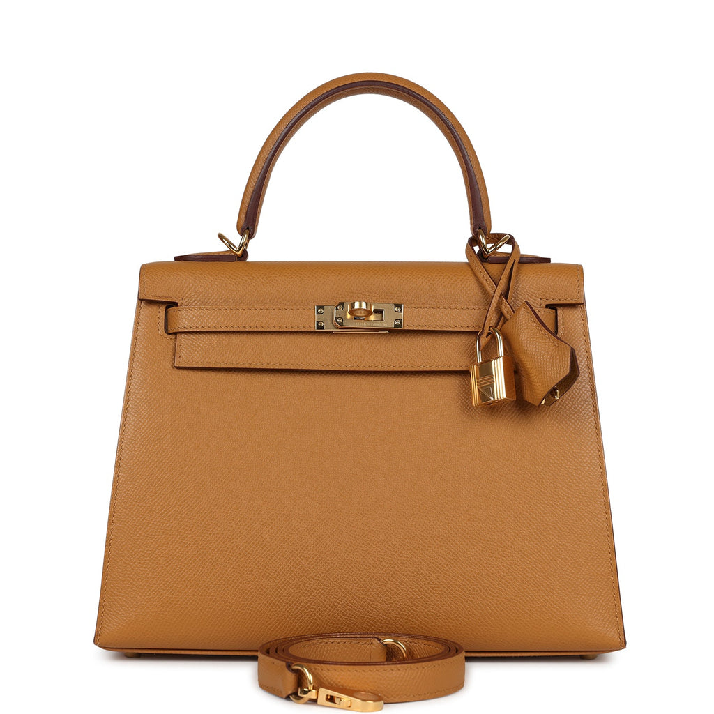 Kelly Sellier 25 Sesame Epsom Gold Hardware Bag