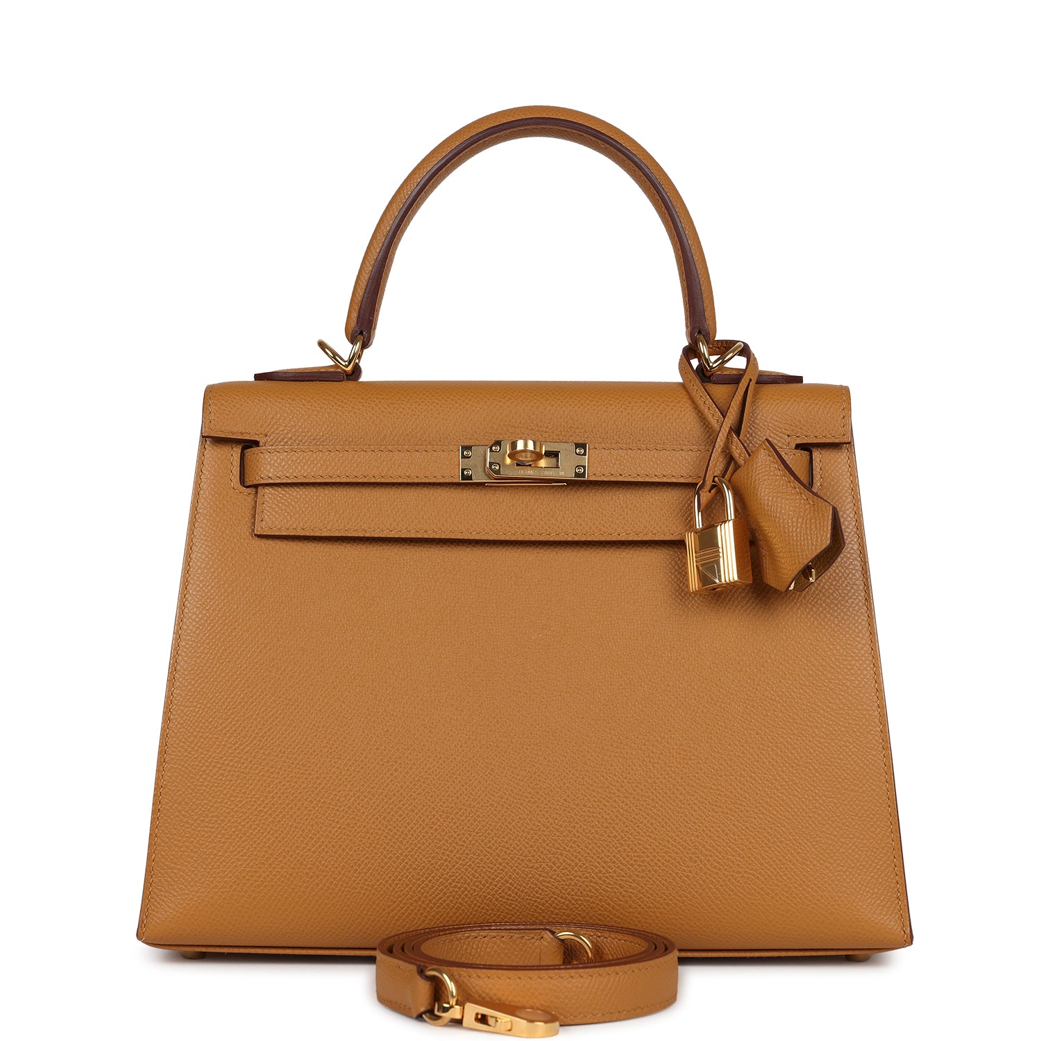 Kelly Sellier 25 Sesame Epsom Gold Hardware Bag