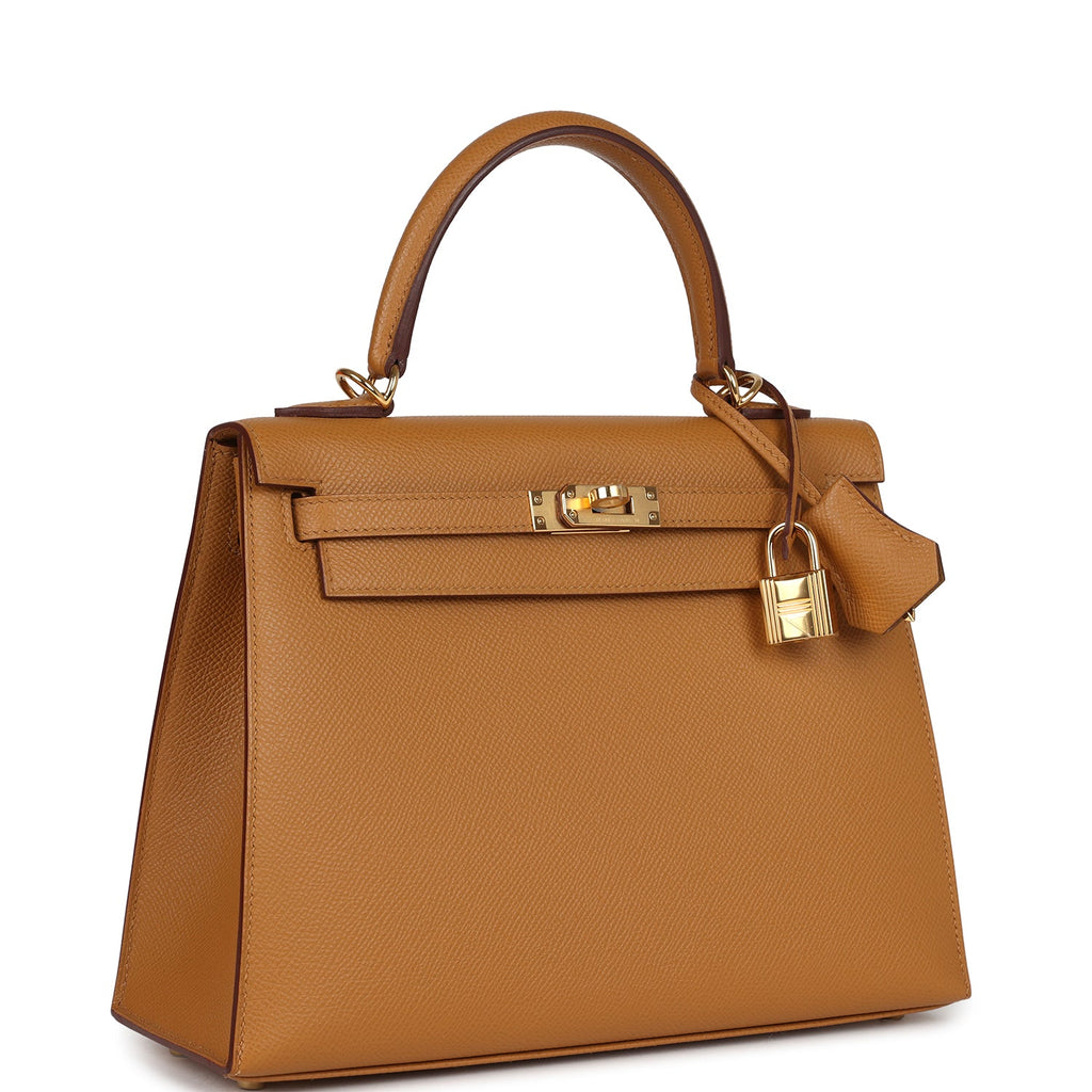Kelly Sellier 25 Sesame Epsom Gold Hardware Bag