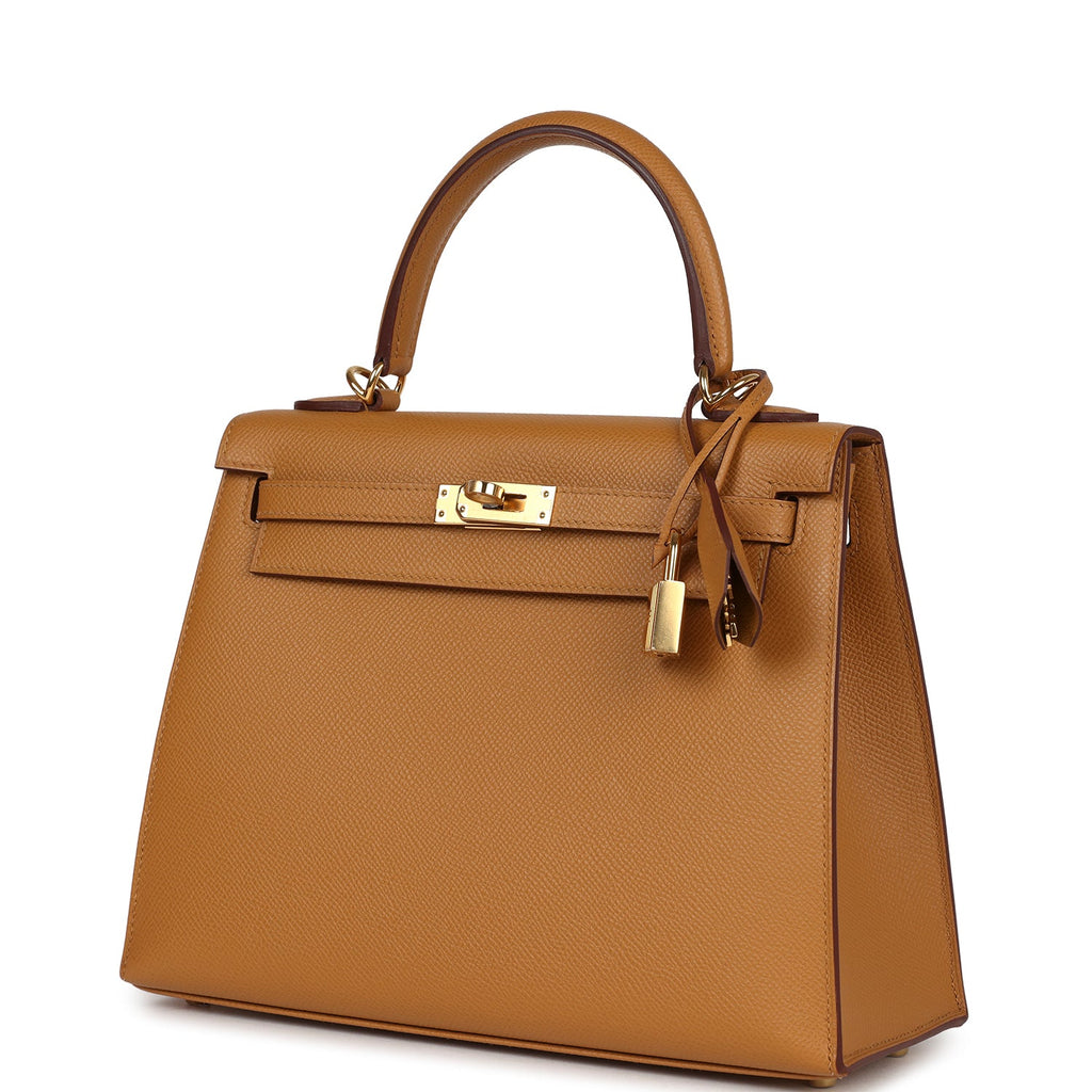 Kelly Sellier 25 Sesame Epsom Gold Hardware Bag