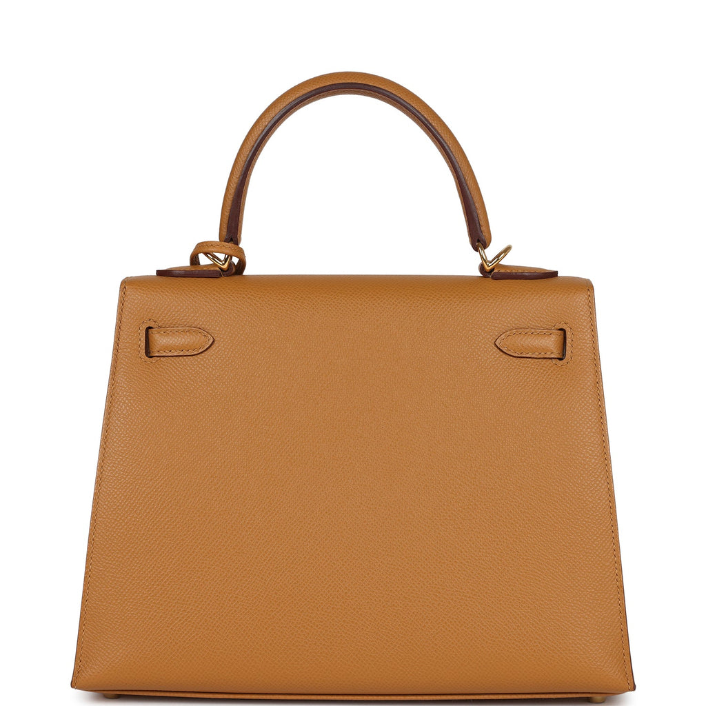 Kelly Sellier 25 Sesame Epsom Gold Hardware Bag